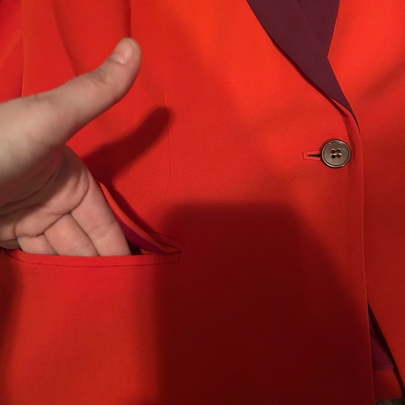 Bright Red Blazer with Burgundy Lining - Picture 9 of 10